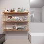 Hanah Home Estantería de Pared de 3 Niveles en Madera Maciza, Dorado y Marrón